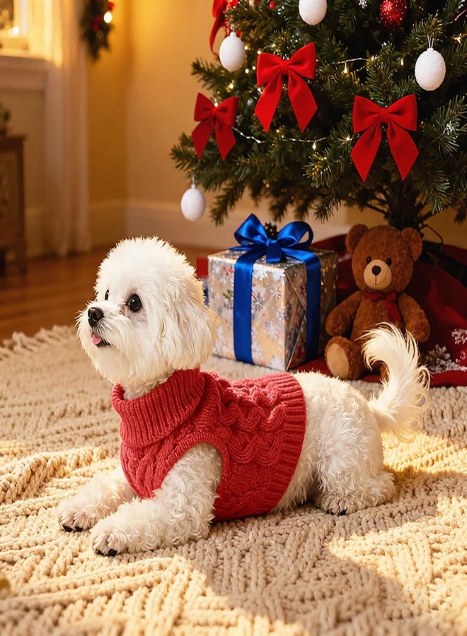 Adboros 6 Pack Warm Small Dog Sweater Puppy Small Medium Warm Cloth in Winter Cable Knitwear Pet Cat Turtleneck Knitted Sweaters Cold Weather for Boy Girl Pet Chihuahua Doggie, Six Colors (L) - Image 5